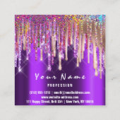 Makeup Artist Event PlannerHolograph Rainbow-Tropf Quadratische Visitenkarte (Rückseite)