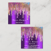 Makeup Artist Event PlannerHolograph Rainbow-Tropf Quadratische Visitenkarte (Vorne/Hinten)