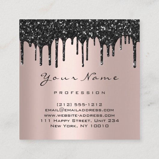 Makeup Artist Eventplaner Schwarze Tropfen Beeinfl Quadratische Visitenkarte (Rückseite)