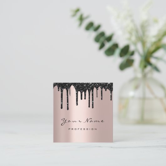 Makeup Artist Eventplaner Schwarze Tropfen Beeinfl Quadratische Visitenkarte (Stehend Vorderseite)