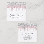 Makeup Artist Eventplaner Weißrosa Tropfen Quadratische Visitenkarte (Vorne/Hinten)