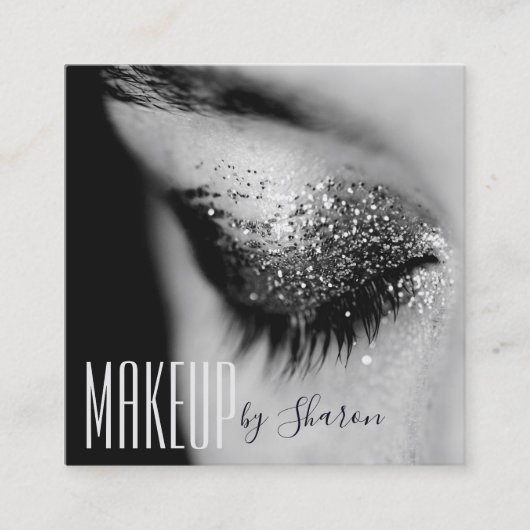 Makeup Artist Eye Black & White Business Card Quadratische Visitenkarte (Vorderseite)