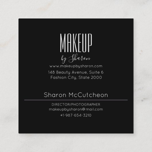 Makeup Artist Eye Black & White Business Card Quadratische Visitenkarte (Rückseite)