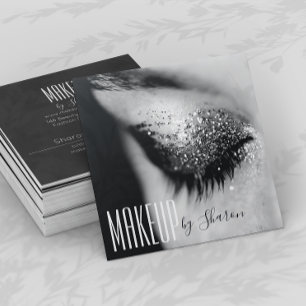 Makeup Artist Eye Black & White Business Card Quadratische Visitenkarte