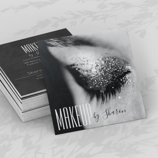 Makeup Artist Eye Black & White Business Card Quadratische Visitenkarte