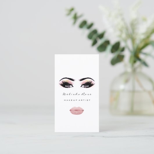 Makeup Artist Eye Lashes Glitzer Eyebrow Lips VIP Visitenkarte (Stehend Vorderseite)