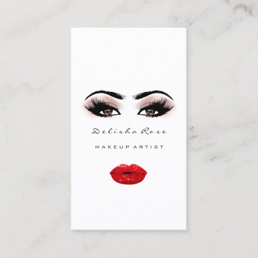 Makeup Artist Eye Lashes Rose Eyebrow Red Lips Visitenkarte (Vorderseite)