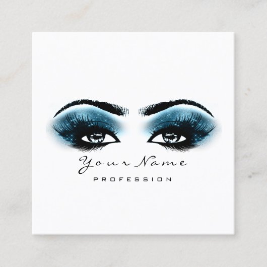 Makeup Artist Eyebrow Eye Lash Blue Navy Square Quadratische Visitenkarte (Vorderseite)