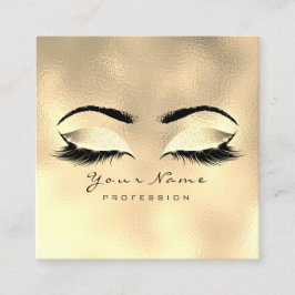 Makeup Artist Eyebrow Eye Lash Glitzer Gold Waxing Quadratische Visitenkarte