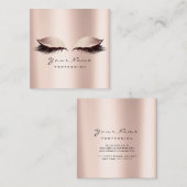 Makeup Artist Eyebrow Eye Lash Glitzer Pink Rose Quadratische Visitenkarte (Vorne/Hinten)