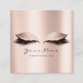 Makeup Artist Eyebrow Eye Lash Glitzer Pink Rose Quadratische Visitenkarte