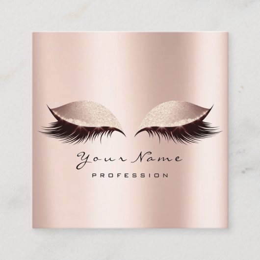 Makeup Artist Eyebrow Eye Lash Glitzer Pink Rose Quadratische Visitenkarte (Vorderseite)