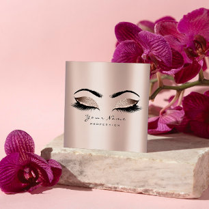 Makeup Artist Eyebrow Eye Lash Glitzer Pink Square Quadratische Visitenkarte
