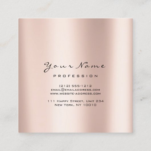 Makeup Artist Eyebrow Eye Lash Glitzer Pink Square Quadratische Visitenkarte (Rückseite)