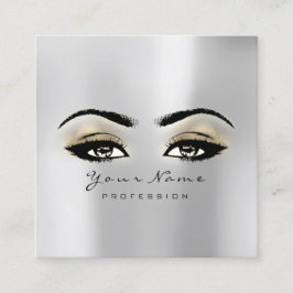 Makeup Artist Eyebrow Eye Lash Gray Gold Square Quadratische Visitenkarte