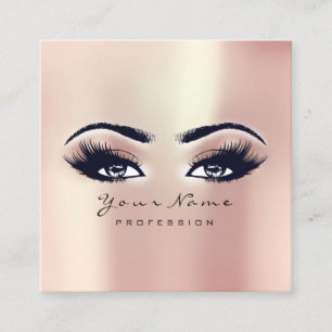 Makeup Artist Eyebrow Eye Lash Pink Rose Square Quadratische Visitenkarte