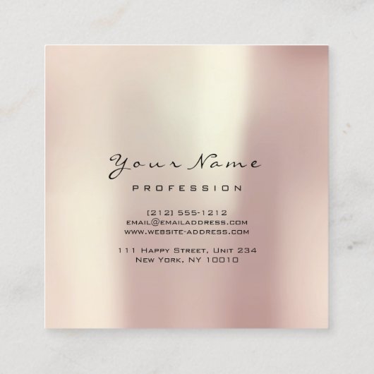 Makeup Artist Eyebrow Eye Lash Pink Rose Square Quadratische Visitenkarte (Rückseite)