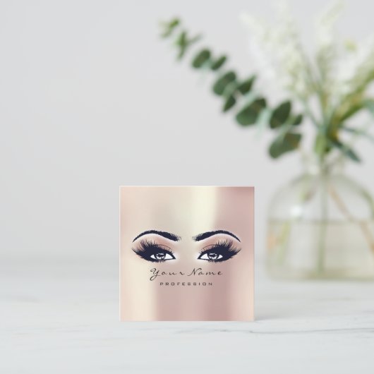 Makeup Artist Eyebrow Eye Lash Pink Rose Square Quadratische Visitenkarte (Stehend Vorderseite)