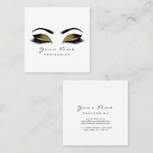 Makeup Artist Eyebrow Eye Lash White Glitzer Wax Quadratische Visitenkarte (Vorne/Hinten)