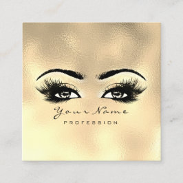 Makeup Artist Eyebrow Eye Lashes Glass Gold Square Quadratische Visitenkarte