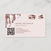 Makeup Artist Eyebrow Eye Lashes Rose Gold QR Code Visitenkarte (Rückseite)