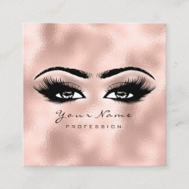 Makeup Artist Eyebrow Eye Lashes Rose Gold Square Quadratische Visitenkarte