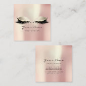 Makeup Artist Eyebrow Eye Lashes Rose Ivory Square Quadratische Visitenkarte (Vorne/Hinten)