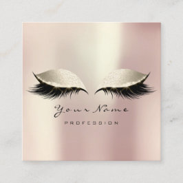 Makeup Artist Eyebrow Eye Lashes Rose Ivory Square Quadratische Visitenkarte