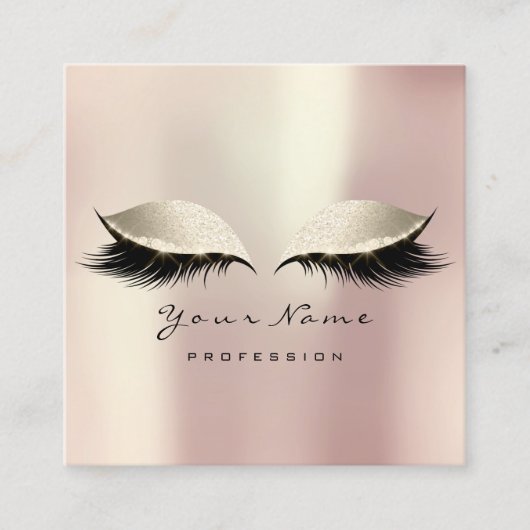 Makeup Artist Eyebrow Eye Lashes Rose Ivory Square Quadratische Visitenkarte (Vorderseite)