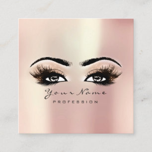 Makeup Artist Eyebrow Eye Lashes Rose Pink Square Quadratische Visitenkarte