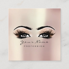 Makeup Artist Eyebrow Eye Lashes Rose Pink Square Quadratische Visitenkarte