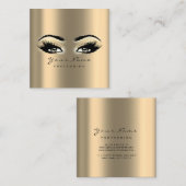 Makeup Artist Eyebrow Eye Lashes Sepia Gold Square Quadratische Visitenkarte (Vorne/Hinten)