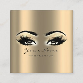 Makeup Artist Eyebrow Eye Lashes Sepia Gold Square Quadratische Visitenkarte