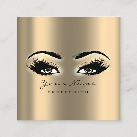 Makeup Artist Eyebrow Eye Lashes Sepia Gold Square Quadratische Visitenkarte (Vorderseite)