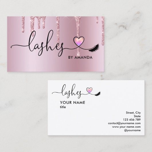 Makeup Artist Eyebrow Eyes Lashes Herz Visitenkarte (Vorne/Hinten)