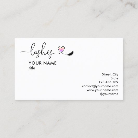Makeup Artist Eyebrow Eyes Lashes Herz Visitenkarte (Rückseite)