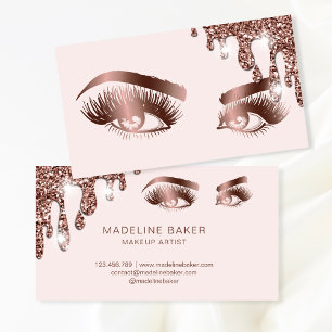 Makeup Artist Eyebrow Eyes Lashes Rose Gold Busine Visitenkarte