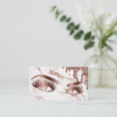 Makeup Artist Eyebrow Eyes Lashes Rose Gold Marmor Visitenkarte (Stehend Vorderseite)