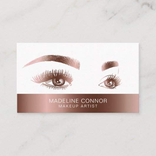Makeup Artist Eyebrow Eyes Lashes Rose Gold Visitenkarte (Vorderseite)