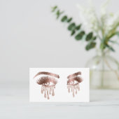 Makeup Artist Eyebrow Eyes Lashes Rose Gold Visitenkarte (Stehend Vorderseite)