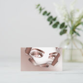 Makeup Artist Eyebrow Eyes Lashes Rose Gold Visitenkarte (Stehend Vorderseite)
