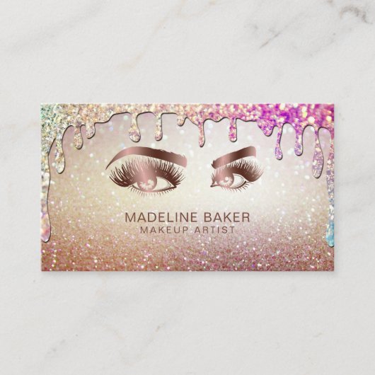 Makeup Artist Eyebrow Eyes Lashes Rose Gold Visitenkarte (Vorderseite)