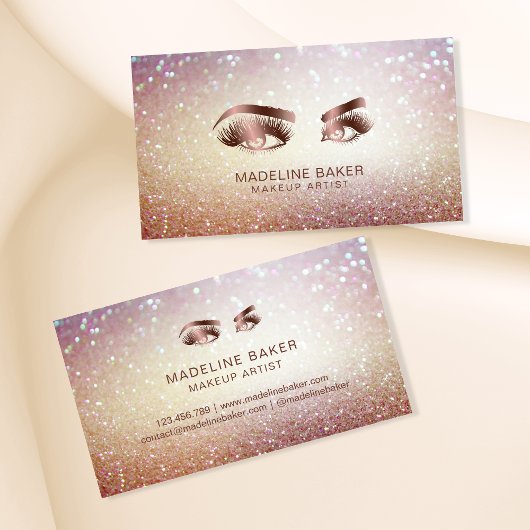Makeup Artist Eyebrow Eyes Lashes Rose Gold Visitenkarte