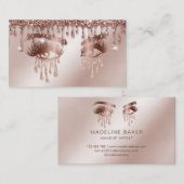 Makeup Artist Eyebrow Eyes Lashes Rose Gold Visitenkarte (Vorne/Hinten)