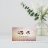 Makeup Artist Eyebrow Eyes Lashes Rose Gold Visitenkarte (Stehend Vorderseite)