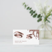 Makeup Artist Eyebrow Eyes Lashes Rose Gold Visitenkarte (Stehend Vorderseite)