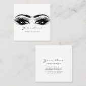 Makeup Artist Eyebrow Gray Lashes White Square Quadratische Visitenkarte (Vorne/Hinten)