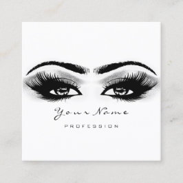 Makeup Artist Eyebrow Gray Lashes White Square Quadratische Visitenkarte