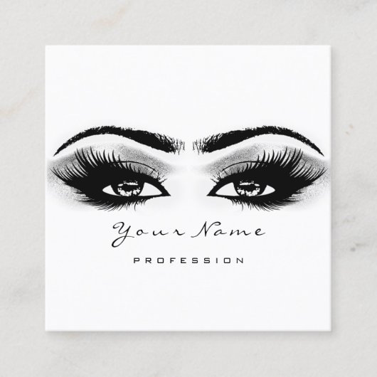 Makeup Artist Eyebrow Gray Lashes White Square Quadratische Visitenkarte (Vorderseite)