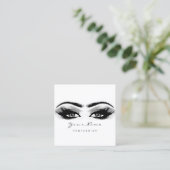 Makeup Artist Eyebrow Gray Lashes White Square Quadratische Visitenkarte (Stehend Vorderseite)